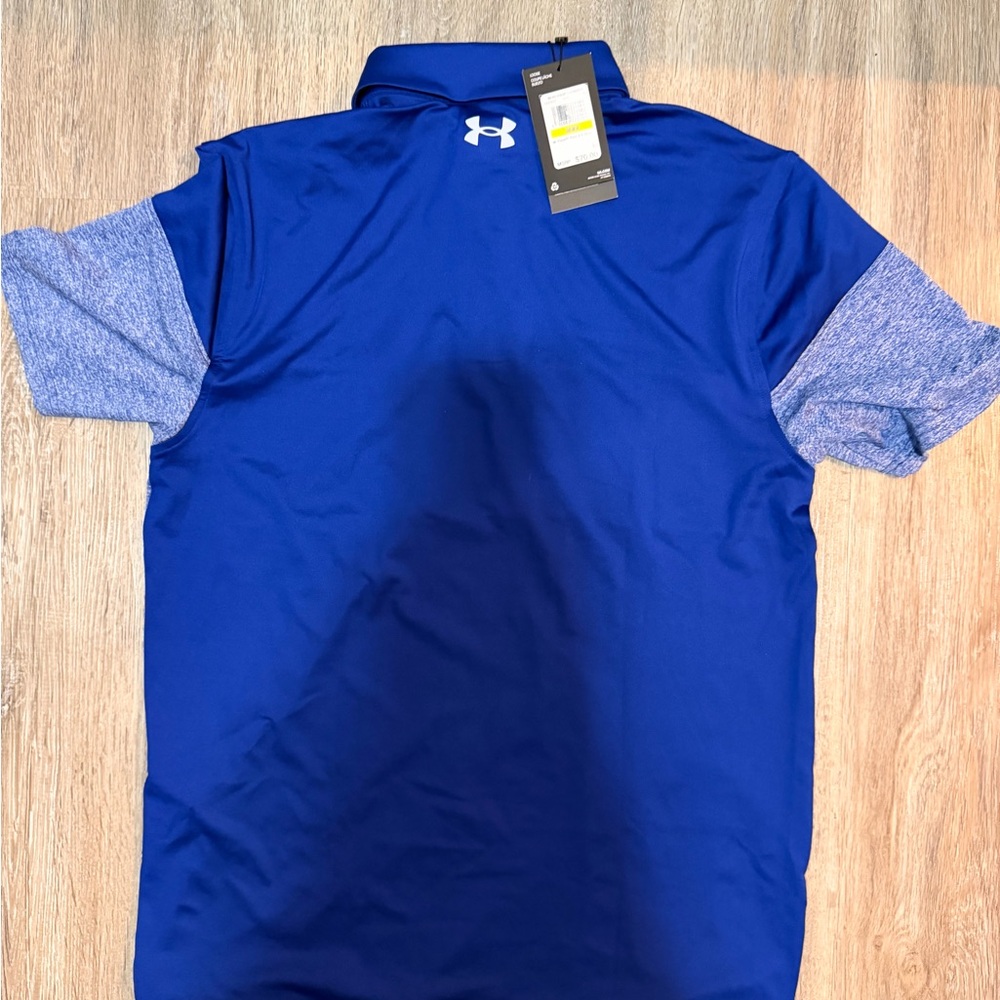 Under Armour Men’s Blue and White Block Polo - Picture 2 of 3